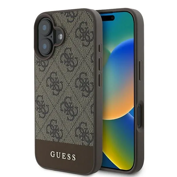 Kryt Guess GUHCP16MG4GLBR Apple iPhone 16 Plus hardcase 4G Bottom Stripe brown
