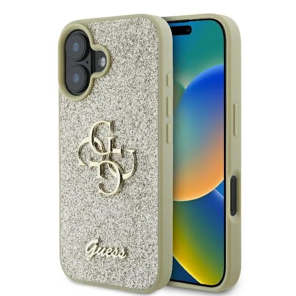 Kryt Guess GUHCP16MHG4SGD Apple iPhone 16 Plus hardcase Fixed Glitter Big 4G gold