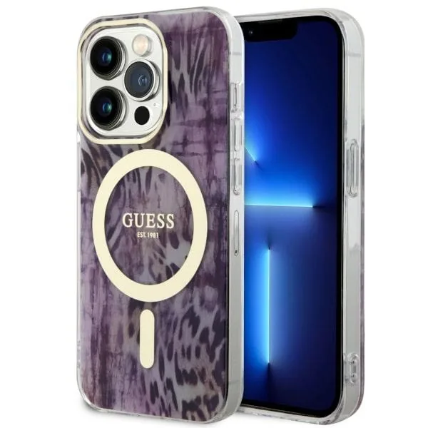 Kryt Guess GUHMP14LHLEOPWP Apple iPhone 14 Pro pink/pink hardcase Leopard MagSafe