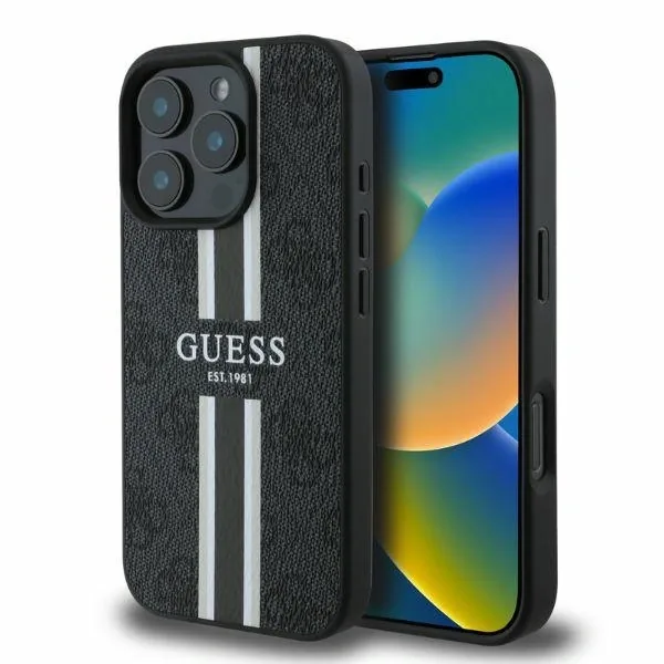 Kryt Guess GUHMP16LP4RPSK Apple iPhone 16 Pro hardcase 4G Printed Stripes MagSafe black
