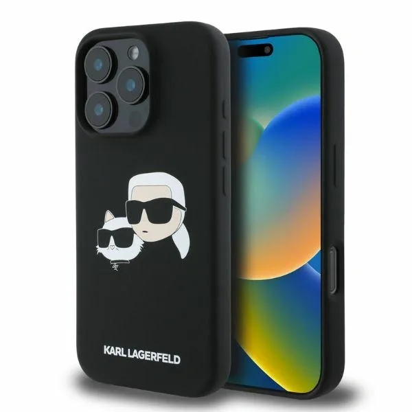 Kryt Karl Lagerfeld KLHMP16LSKCHPPLK Apple iPhone 16 Pro hardcase Silicone Double Heads Print MagSafe black