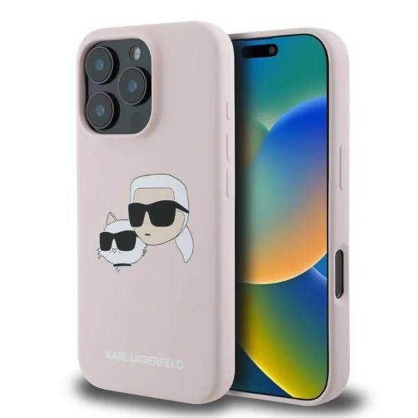 Kryt Karl Lagerfeld KLHMP16LSKCHPPLP Apple iPhone 16 Pro hardcase Silicone Double Heads Print MagSafe pink