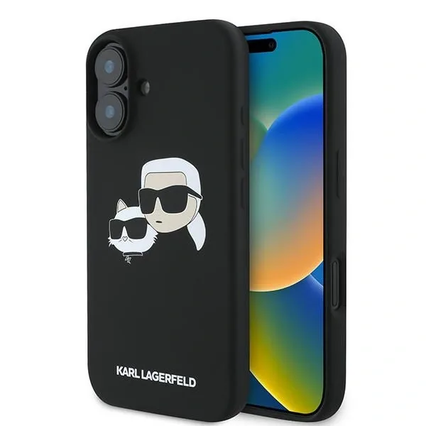 Kryt Karl Lagerfeld KLHMP16MSKCHPPLK Apple iPhone 16 Plus hardcase Silicone Double Heads Print MagSafe black