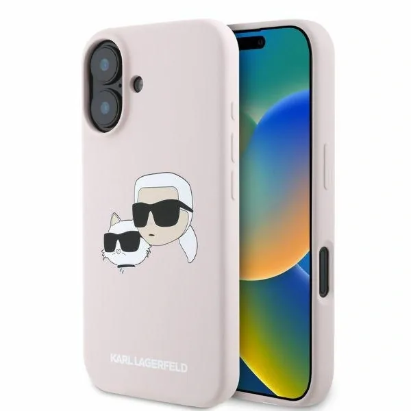 Kryt Karl Lagerfeld KLHMP16SSKCHPPLP Apple iPhone 16 hardcase Silicone Double Heads Print MagSafe pink