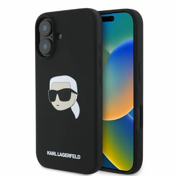 Kryt Karl Lagerfeld KLHMP16SSKHPPLK Apple iPhone 16 hardcase Silicone Karl Head Print MagSafe black