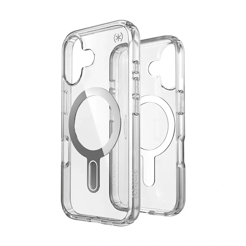 Kryt Speck Presidio Perfect-Clear ClickLock & MagSafe Apple iPhone 16 (Clear / Chrome Finish / Serene Silver)