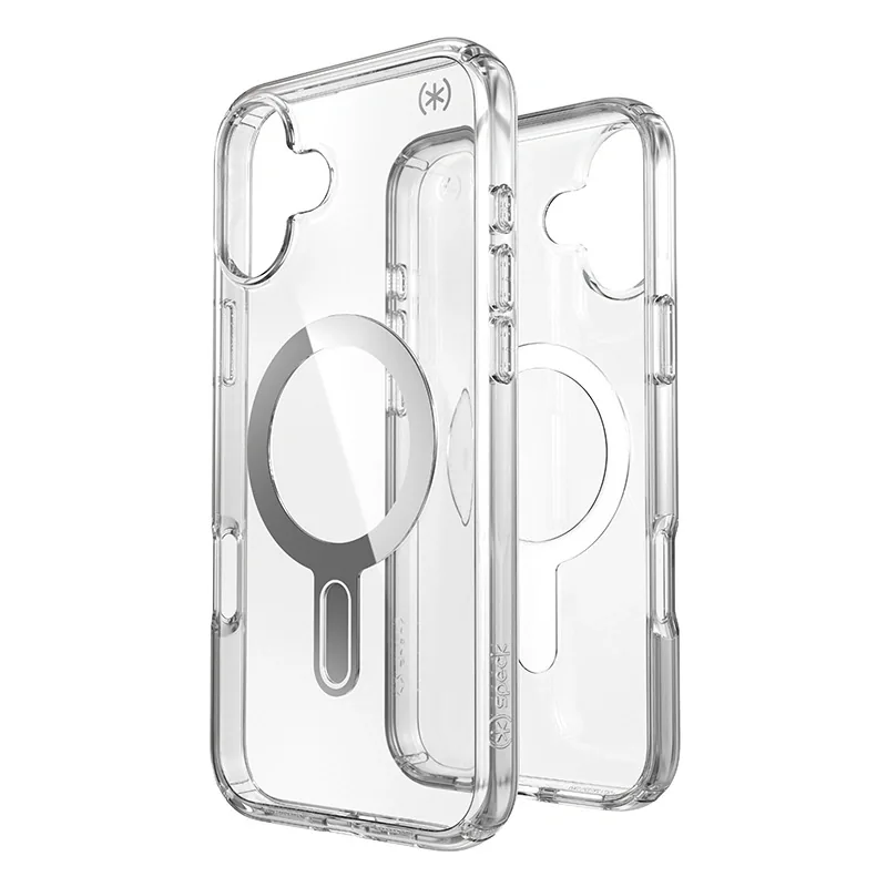 Kryt Speck Presidio Perfect-Clear ClickLock & MagSafe Apple iPhone 16 Plus (Clear / Chrome Finish / Serene Silver)
