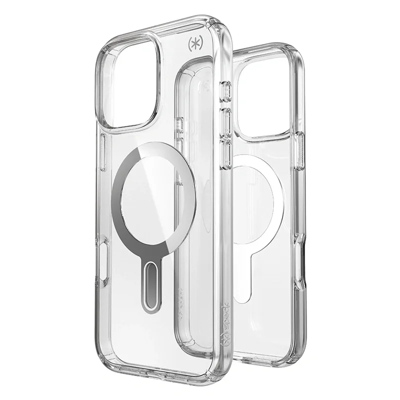 Kryt Speck Presidio Perfect-Clear ClickLock & MagSafe Apple iPhone 16 Pro Max (Clear / Chrome Finish / Serene Silver)