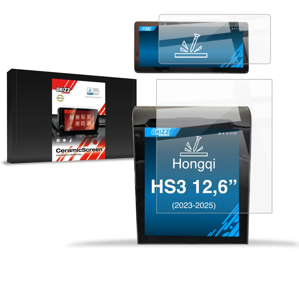 Keramická fólie do auta GrizzGlass CarDisplay Protection Hongqi HS3 12,6" (2023-2026) [2in1]