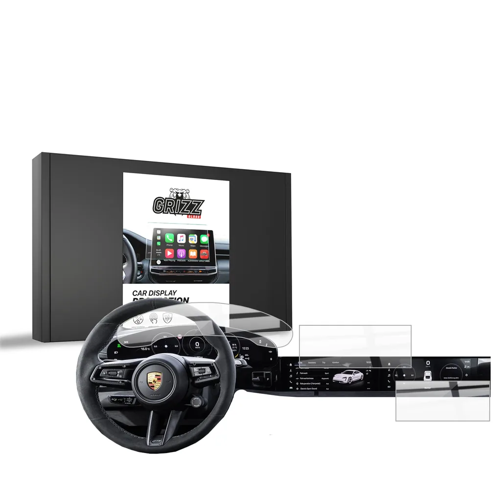 Keramická fólie do auta GrizzGlass CarDisplay Protection Porsche Taycan Upper Screens (2019-2026) Grizz [3in1]