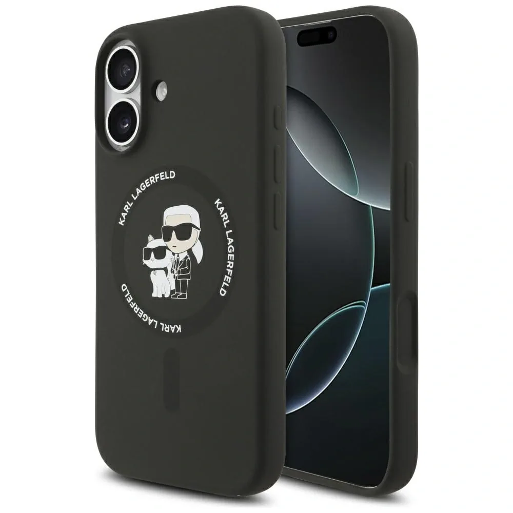 Kryt Karl Lagerfeld Silicone Karl&Choupette Ring MagSafe do Apple iPhone 17 black