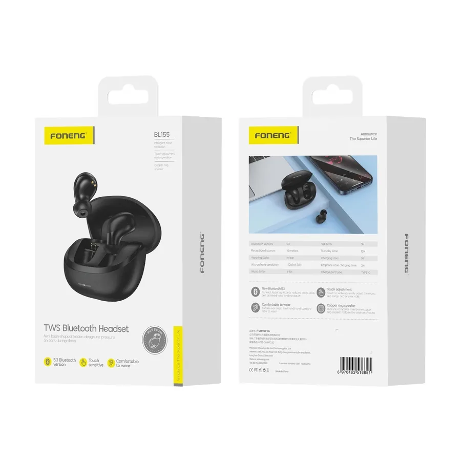 Sluchátka FONENG BL155 Wireless in-ear , black