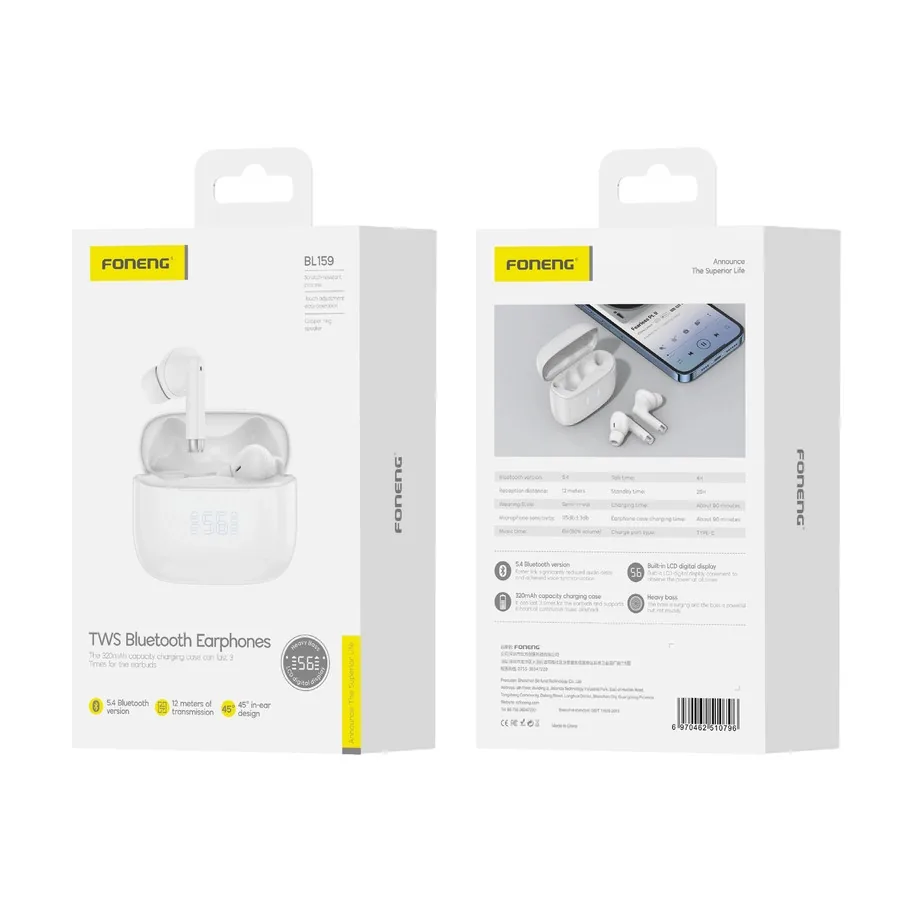 Sluchátka FONENG BL159 Wireless in-ear , white