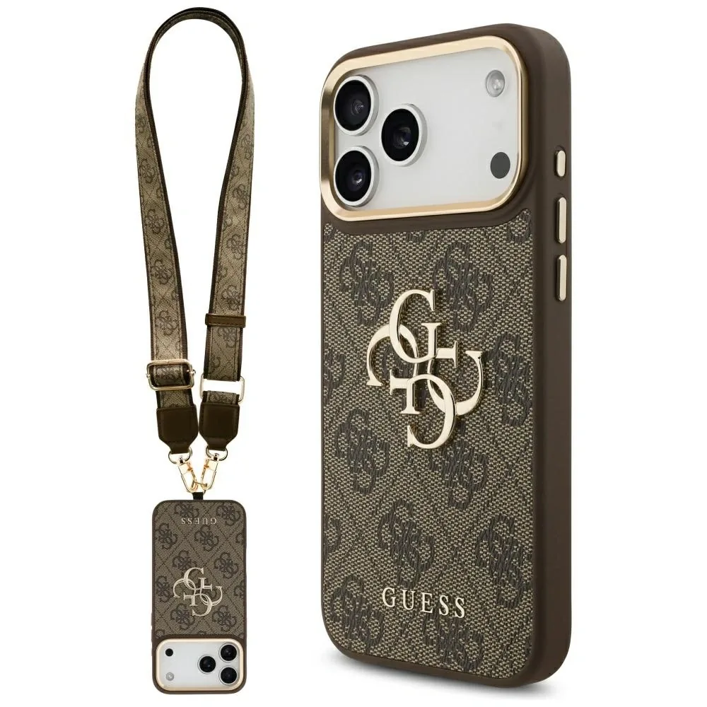 Kryt Guess 4G Big 4G Classic Logo Big Strap Metal Buttons Apple iPhone 17 Pro Max brown