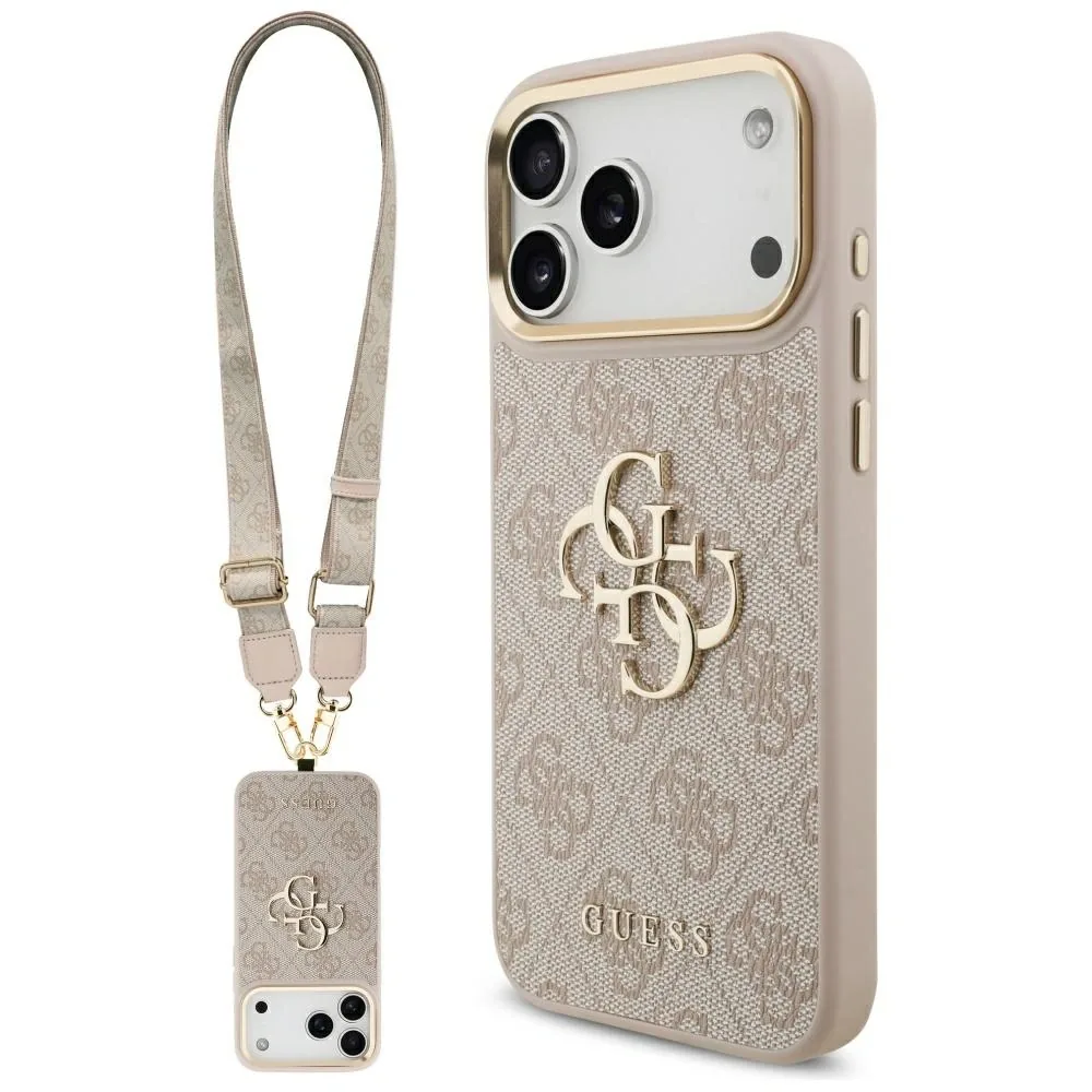 Kryt Guess 4G Big 4G Classic Logo Big Strap Metal Buttons Apple iPhone 17 Pro Max pink