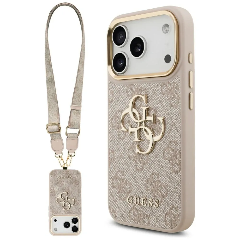 Kryt Guess 4G Big 4G Classic Logo Big Strap Metal Buttons Apple iPhone 17 Pro pink