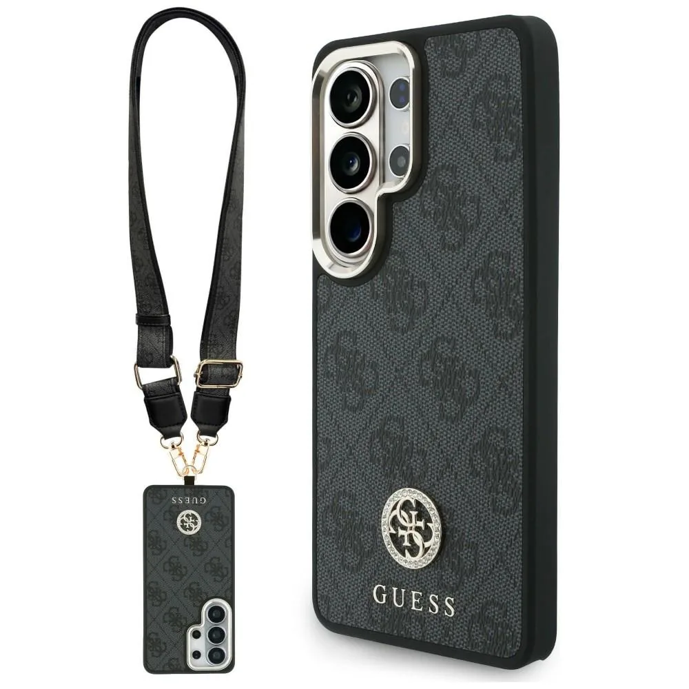 Kryt Guess 4G Big Rhinestone Triangle Strap MagSafe Samsung Galaxy S26 Ultra black