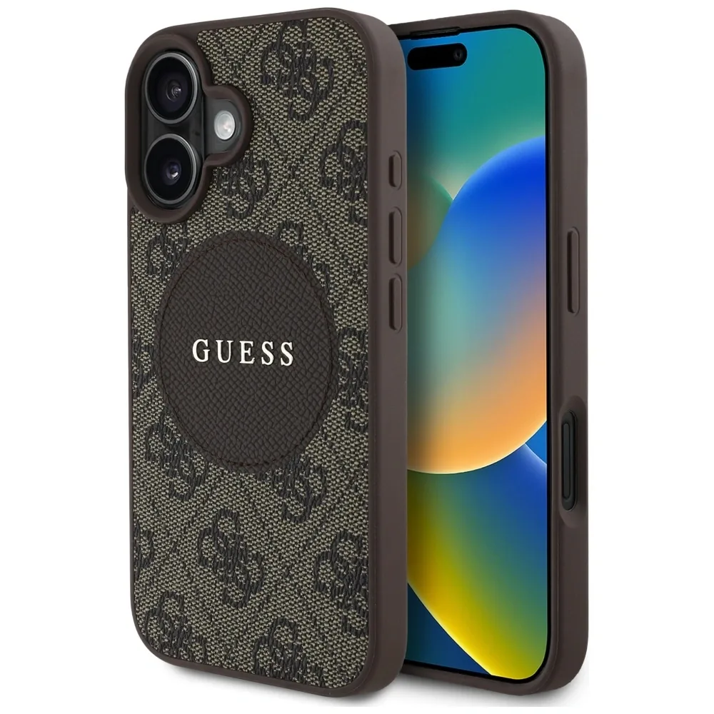 Kryt Guess 4G Circle Classic Logo MagSafe Apple iPhone 16 brown