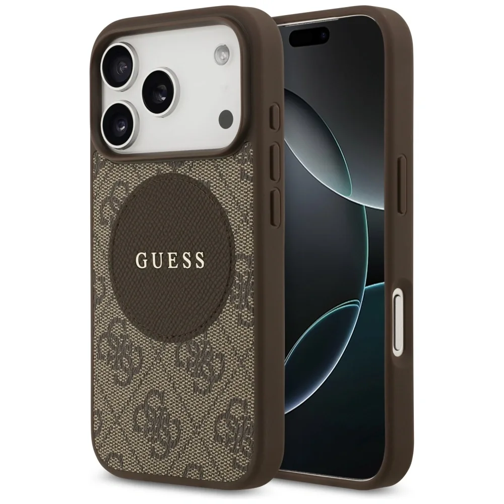 Kryt Guess 4G Circle Classic Logo MagSafe Apple iPhone 17 Pro brown