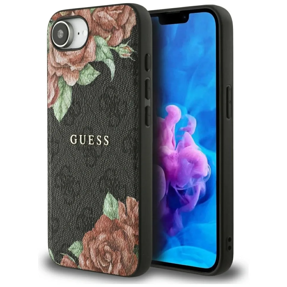 Kryt Guess 4G Flowers Print MagSafe Apple iPhone 17e / 16e black