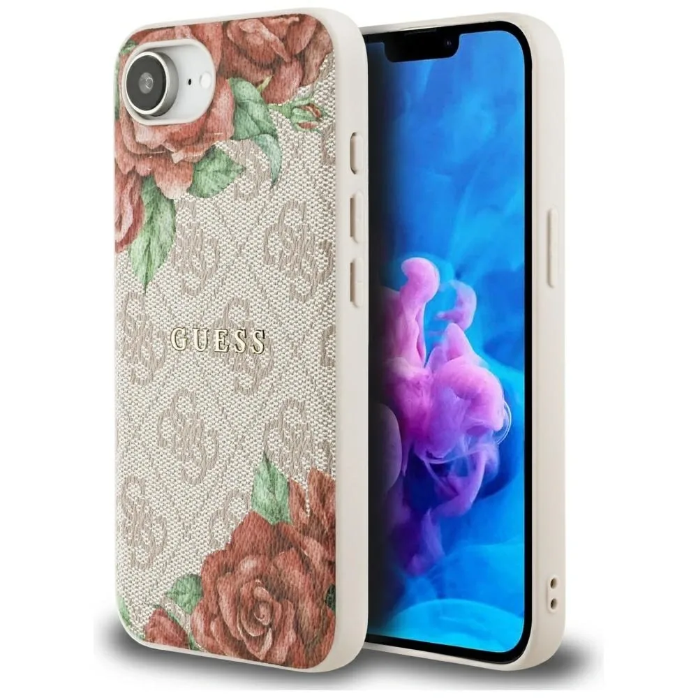 Kryt Guess 4G Flowers Print MagSafe Apple iPhone 17e / 16e pink