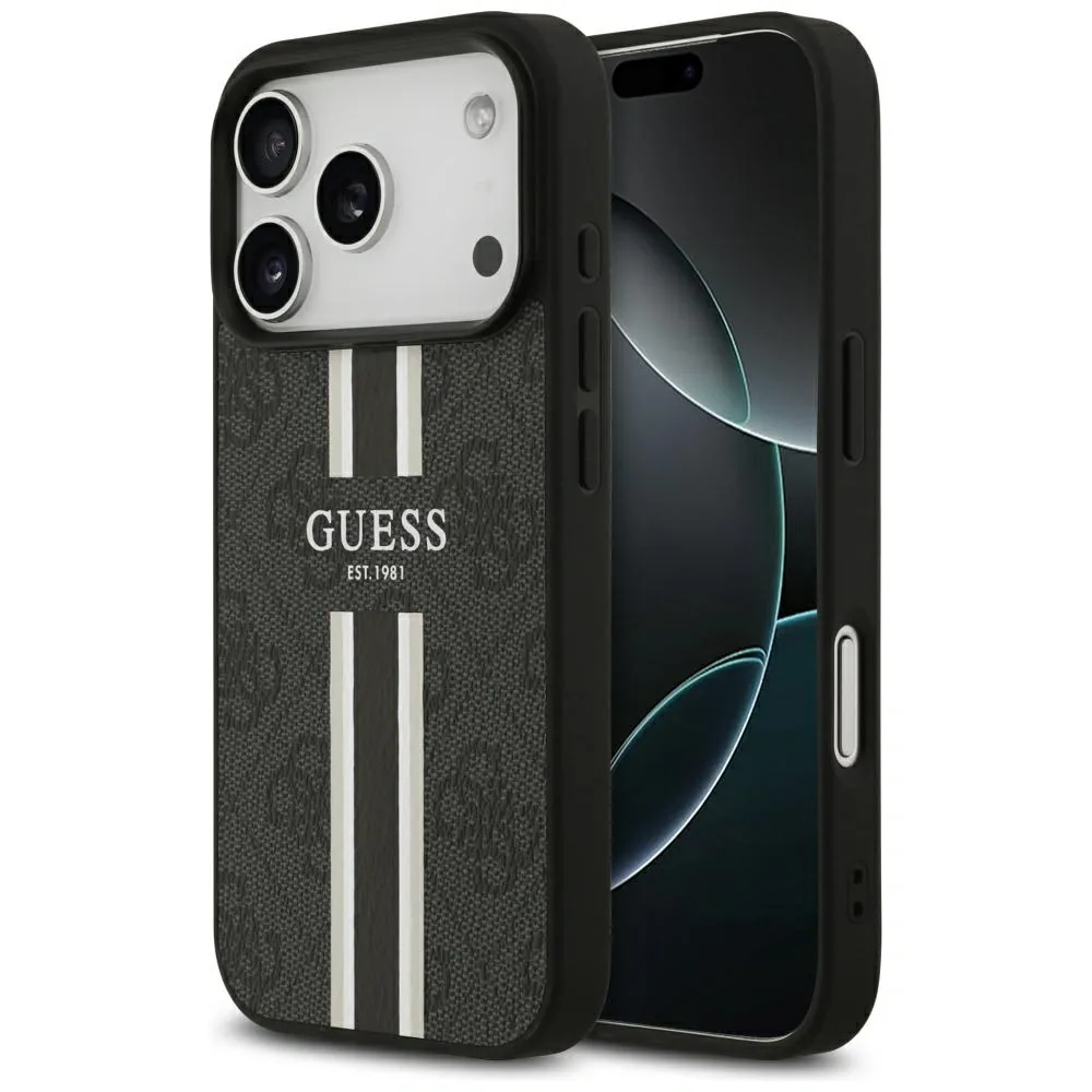 Kryt Guess 4G Printed Stripes MagSafe Apple iPhone 17 Pro black