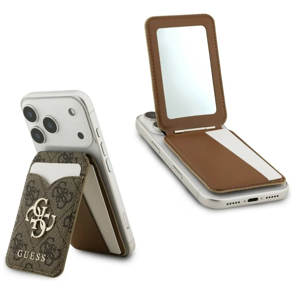 Knížkové pouzdro Guess 4G Stand & Mirror MagSafe Wallet Brown