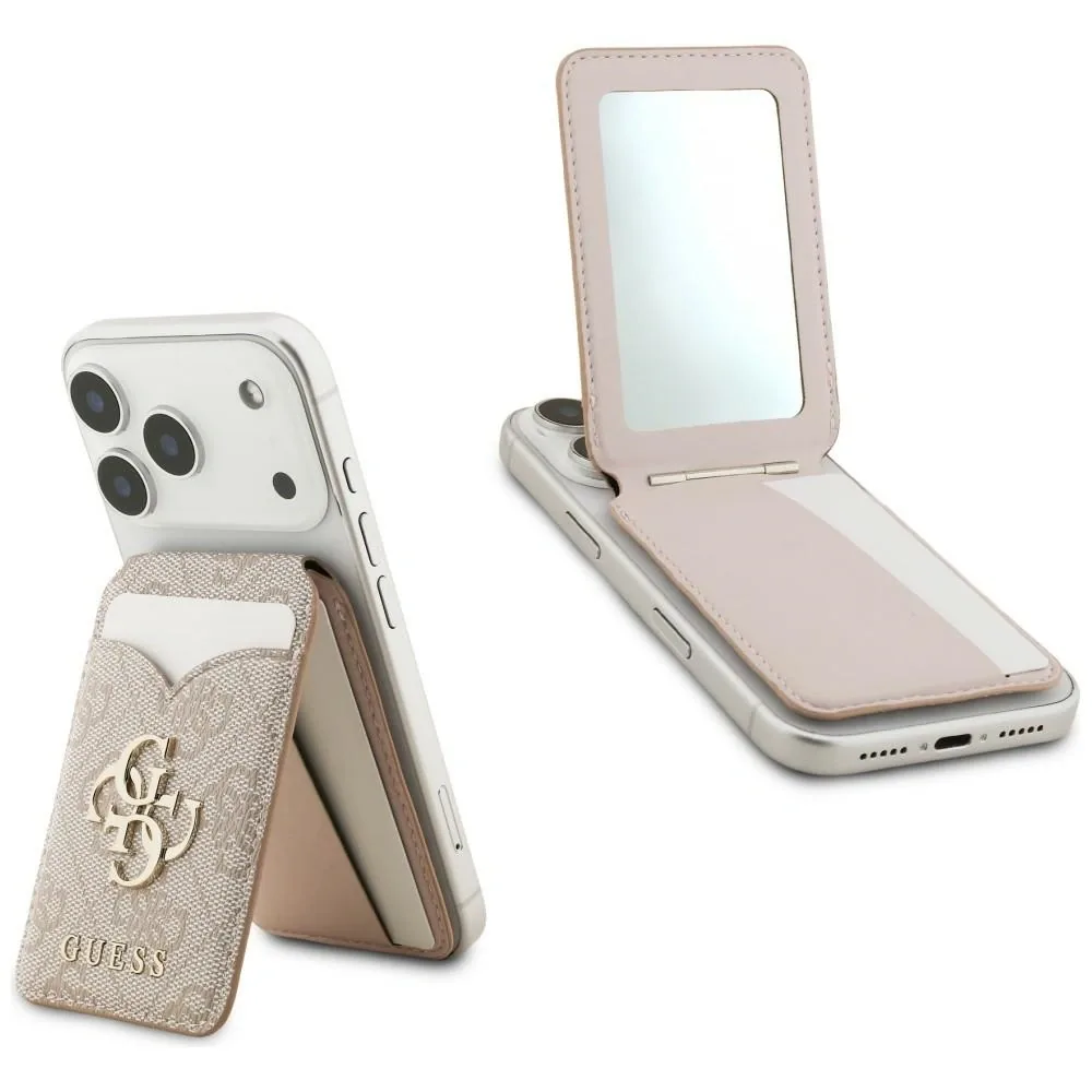 Knížkové pouzdro Guess 4G Stand & Mirror MagSafe Wallet Pink