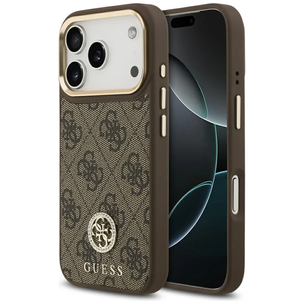 Kryt Guess 4G Strass Logo MagSafe Apple iPhone 17 Pro brown