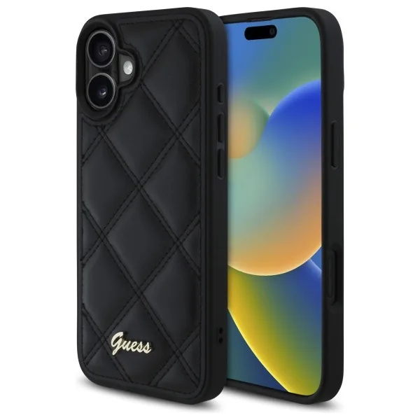 Kryt Guess Apple iPhone 16 Plus hardcase Quilted Metal Logo black
