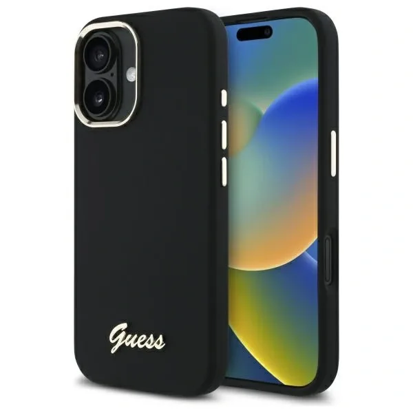 Kryt Guess Apple iPhone 16 Plus hardcase Silicone Script Metal Logo & Frame black