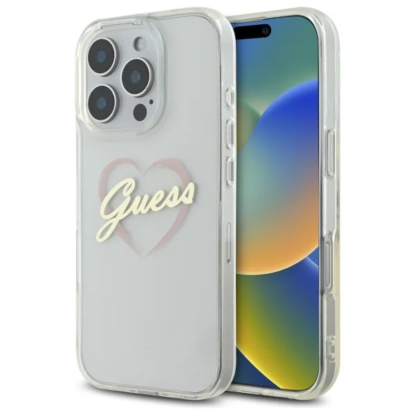 Kryt Guess Apple iPhone 16 Pro hardcase IML Heart clear