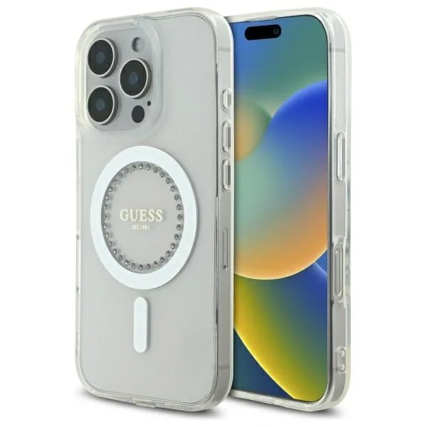 Kryt Guess Apple iPhone 16 Pro Max hardcase IML Rhinestones MagSafe white