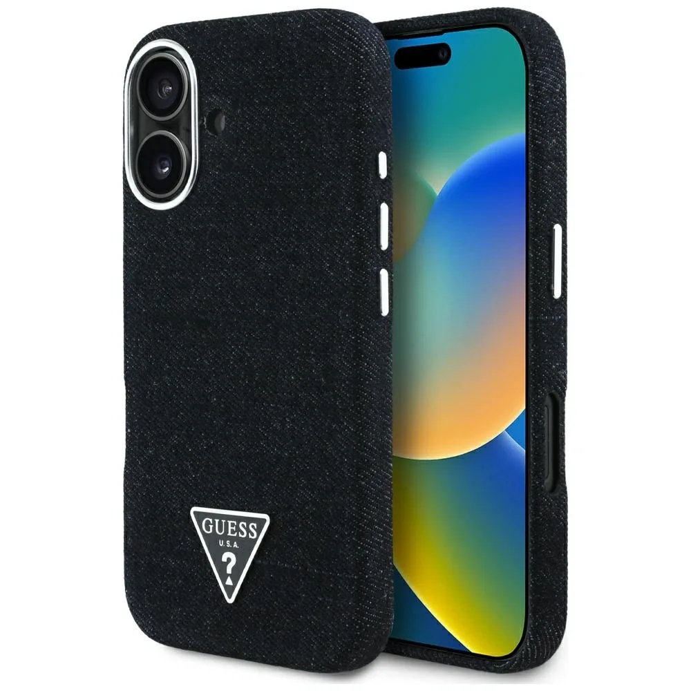 Kryt Guess Denim Triangle Logo MagSafe Apple iPhone 16 black