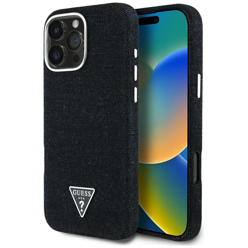 Kryt Guess Denim Triangle Logo MagSafe Apple iPhone 16 Pro black