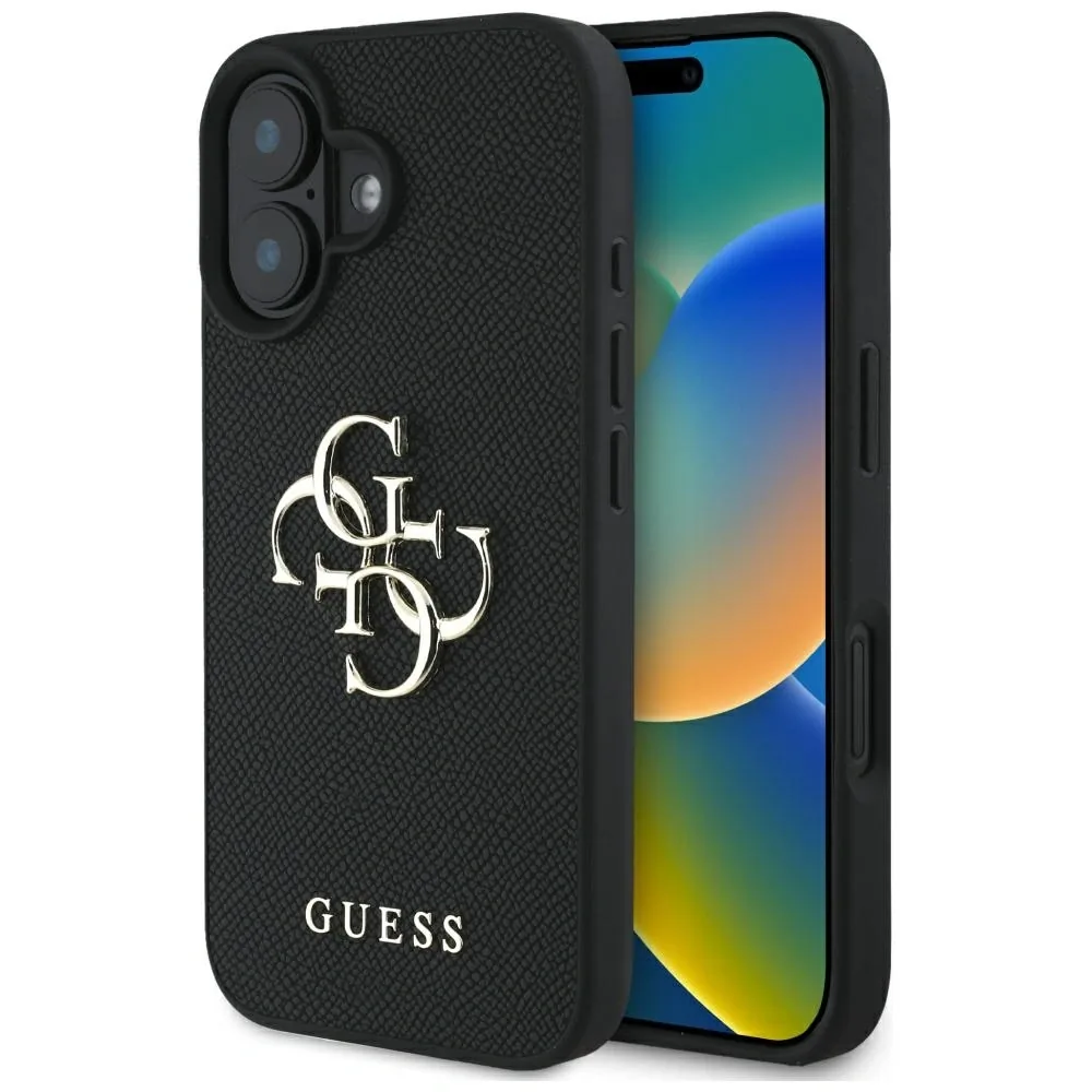 Kryt Guess Grained Big 4G Logo Small Classic Logo Apple iPhone 16 black