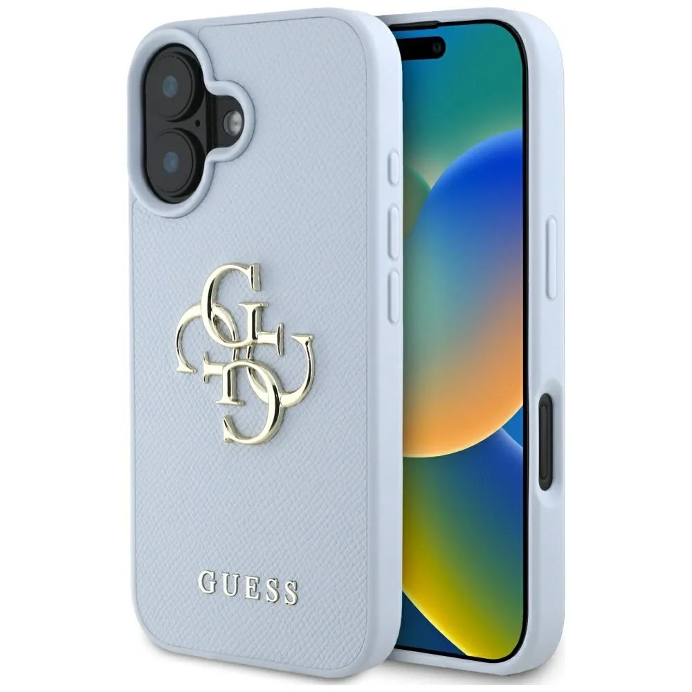 Kryt Guess Grained Big 4G Logo Small Classic Logo Apple iPhone 16 blue