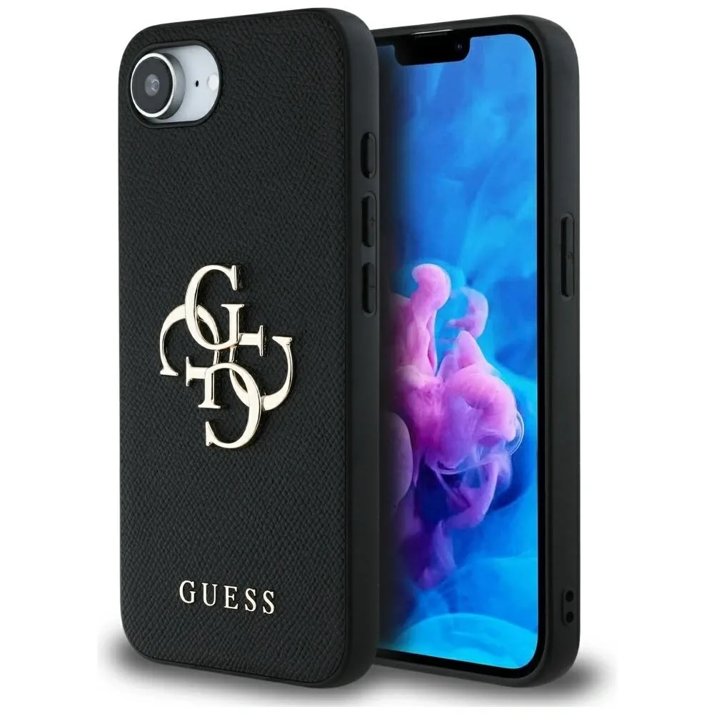 Kryt Guess Grained Big 4G Logo Small Classic Logo Apple iPhone 17e / 16e black