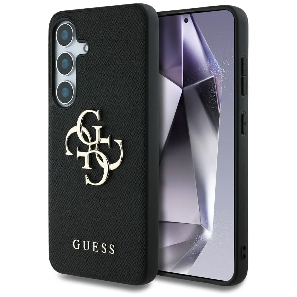 Kryt Guess Grained Big 4G Logo Small Classic Logo Samsung Galaxy S25 black