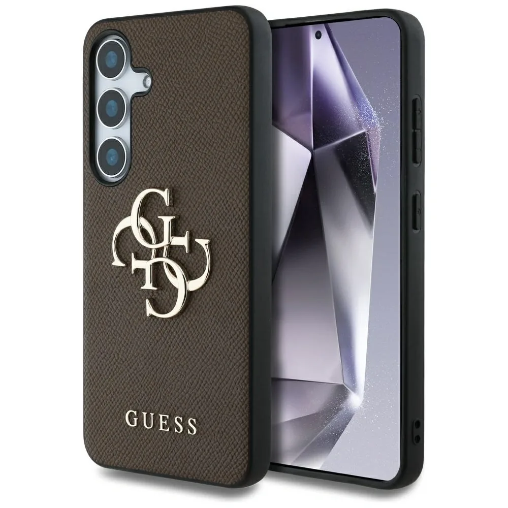 Kryt Guess Grained Big 4G Logo Small Classic Logo Samsung Galaxy S25 brown
