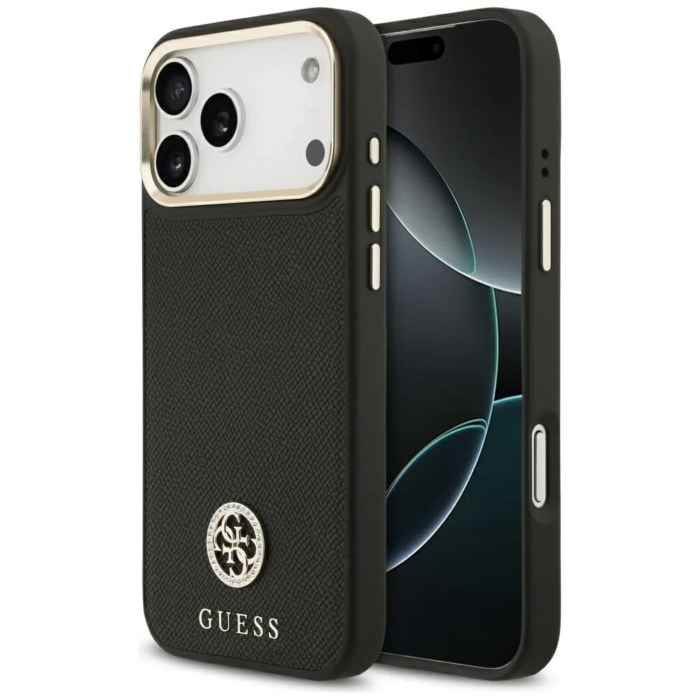 Kryt Guess Grained Strass Logo MagSafe Apple iPhone 17 Pro Max black