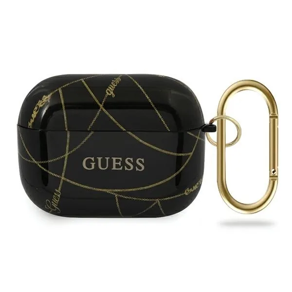 Kryt Guess GUACAPTPUCHBK Apple AirPods Pro cover black Gold Chain Collection