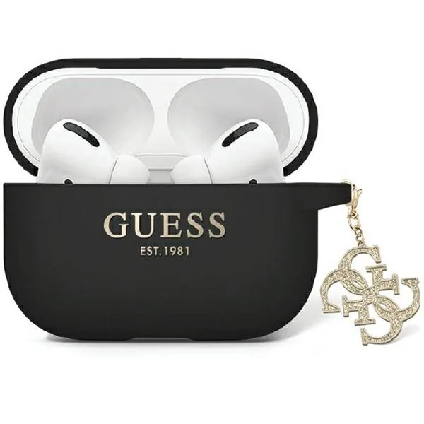 Kryt Guess GUAP2LECG4K Apple  AirPods Pro 2 cover Liquid Silicone Glitter Triangle Charm black