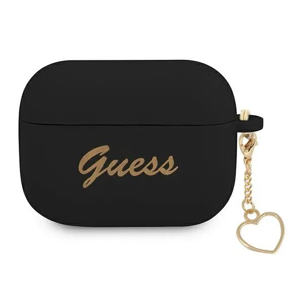 Kryt Guess GUAPLSCHSK Apple AirPods Pro black Silicone Charm Heart Collection