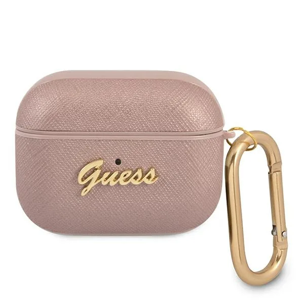Kryt Guess GUAPSASMP Apple AirPods Pro cover pink Saffiano Script Metal Collection
