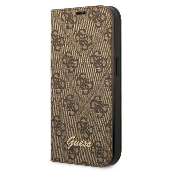 Kryt Guess GUBKP14XHG4SHW Apple iPhone 14 Pro Max brown book 4G Vintage Gold Logo