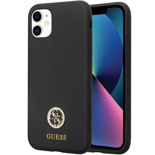 Kryt Guess GUHCN614DGPK Apple iPhone 11/XR hardcase Silicone Logo Strass 4G black