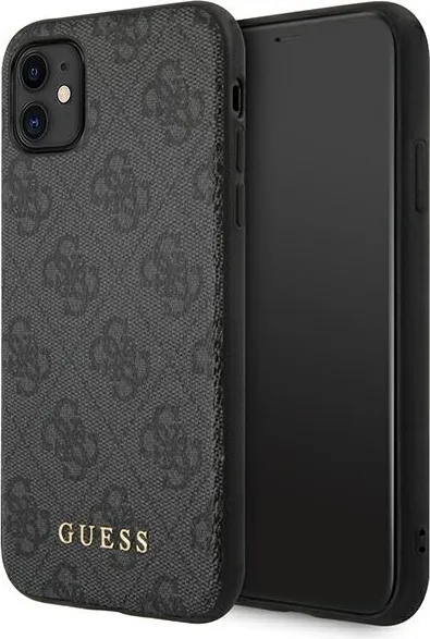 Kryt Guess GUHCN61G4GFGR Apple iPhone 11 grey hard case 4G Metal Gold Logo