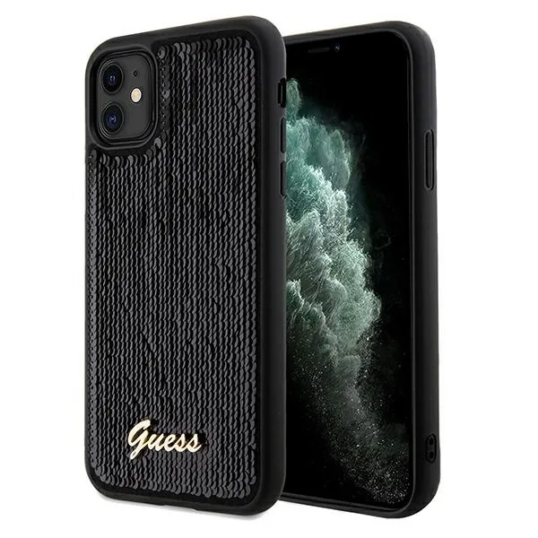 Kryt Guess GUHCN61PSFDGSK Apple iPhone XR / 11 hardcase Sequin Script Metal black
