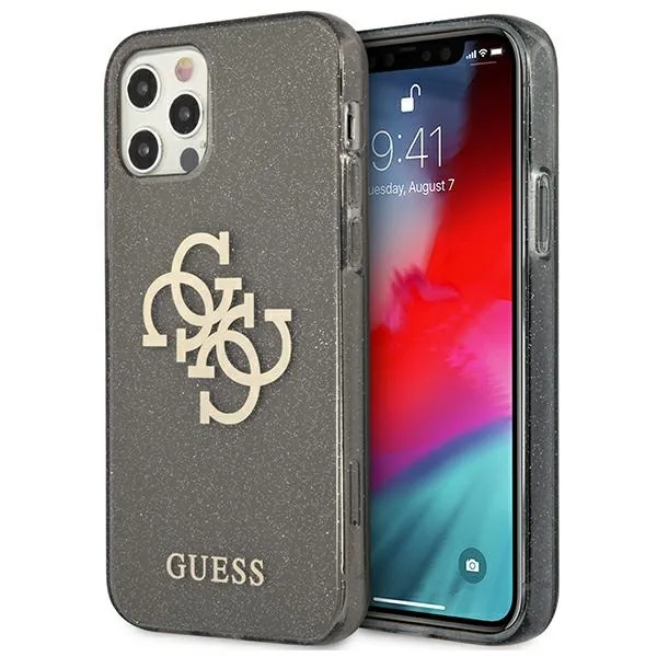 Kryt Guess GUHCP12LPCUGL4GBK Apple iPhone 12 Pro Max black hard case Glitter 4G Big Logo